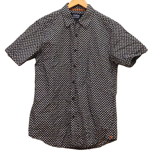 Monument Black with White Mini Skull Print Halloween Button Up Shirt Men’s Large - Picture 1 of 4